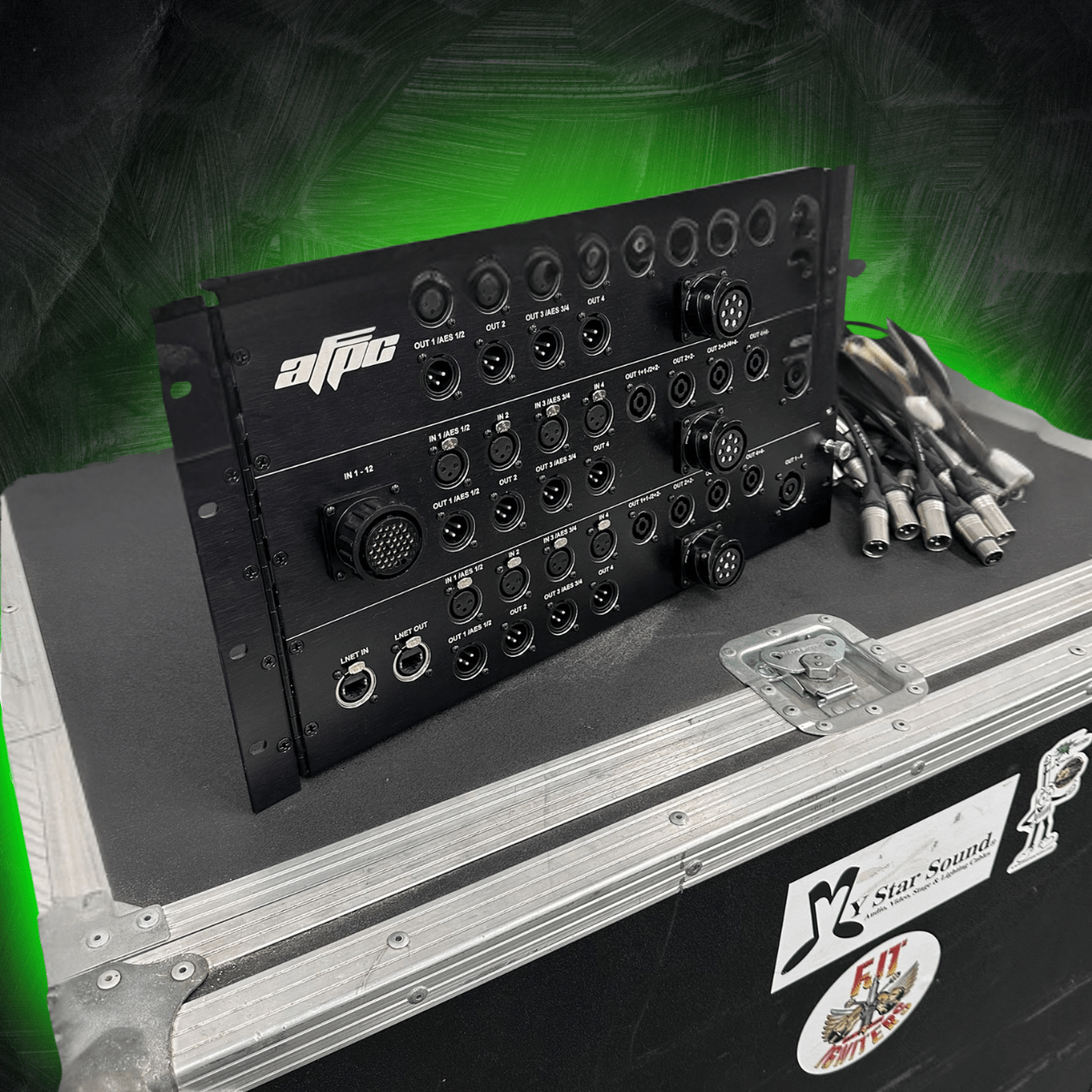 Custom 6 space hinged panel with CPC Multipin breakout to XLR & CaCom breakouts to NL8 & NL4