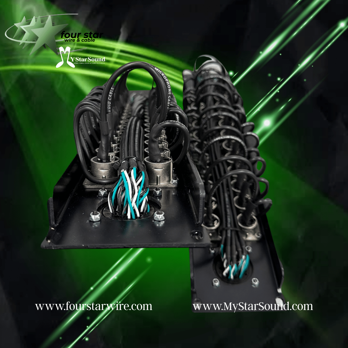 Custom 2U panels with CPC feedthrough all connected to both the XLR male and XLR female connectors